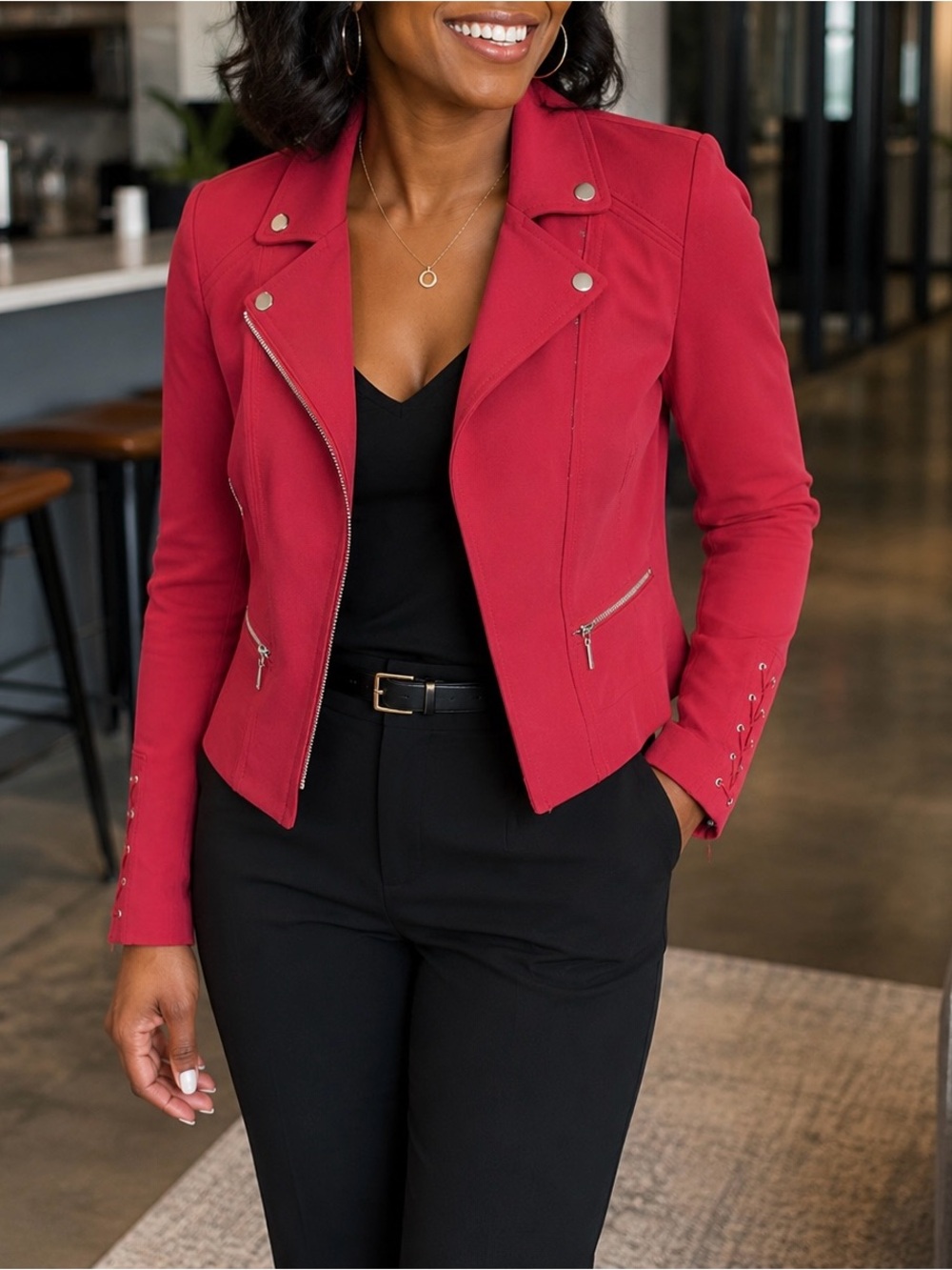 White House Black Market Tailored Moto Blazer Jacket